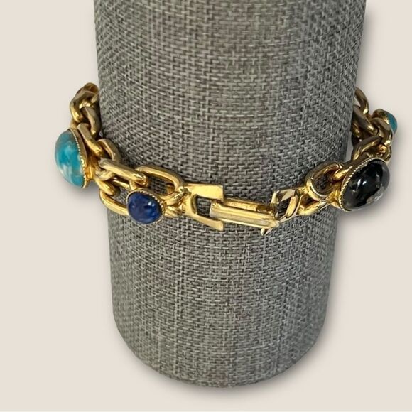 Set of 2 vintage beaded bracelets gold tone - Picture 6 of 6